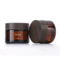 Custom Daily Night Skincare Cosmetic Packaging 20g 30g 50g Empty Dark Wood Grain Lid Amber Glass Cream Jars