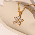 Non Tarnish Necklace Jewelry for Girls Charms Flower Pendant Gold Plated Stainless Steel Necklace