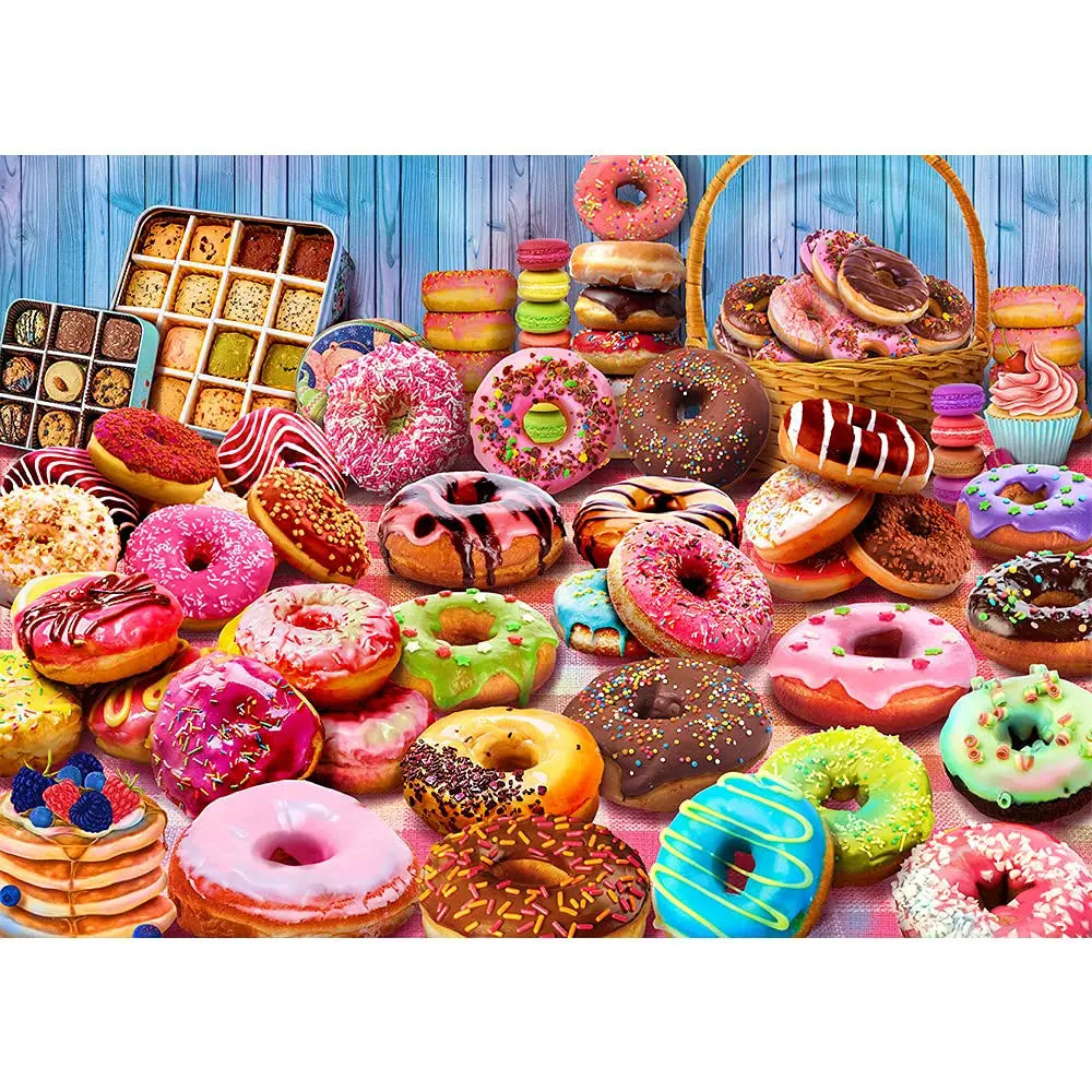 Jigsaw Puzzles for Adults 1000 Pieces Donuts Interlock Perfectly Letter on Back No Dust Home Decor Birthday Party Gift Toy