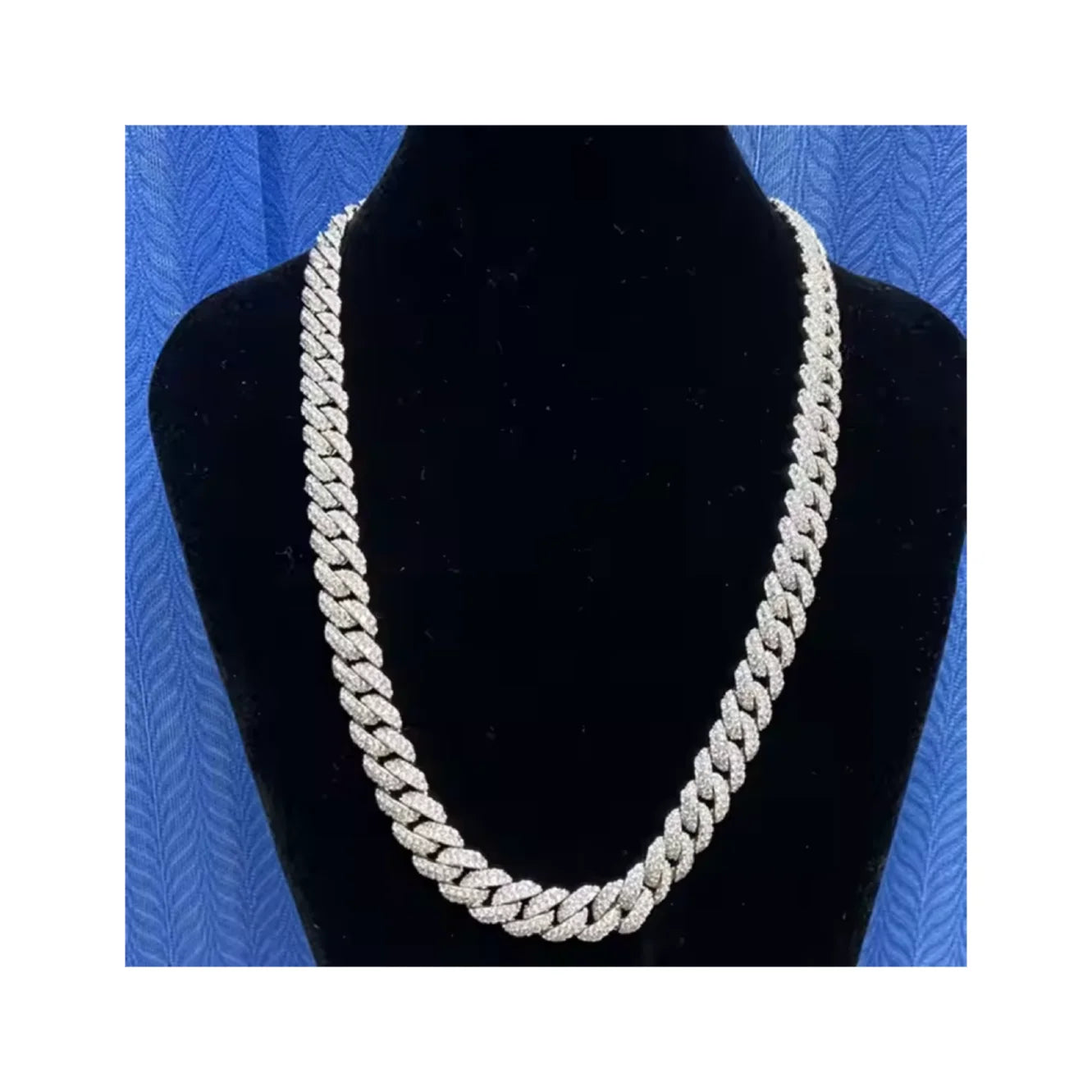 Hip Hop Cuban Chain 10mm Width 925 Silver White Yellow Gold Plating Iced Out VVS1 White D Moissanite Cuban Link Chain Necklace