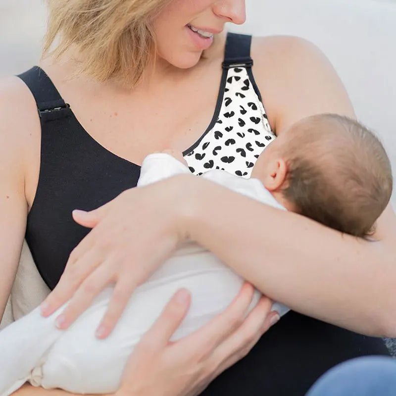 Custom Leopard Printing Breastfeeding Top Nursing Bra Adjustable Maternity Sports Bra