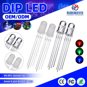 Through Hole Package Type Smart Digital RGB F5 Diode 5mm Dip LED Diffused Lens