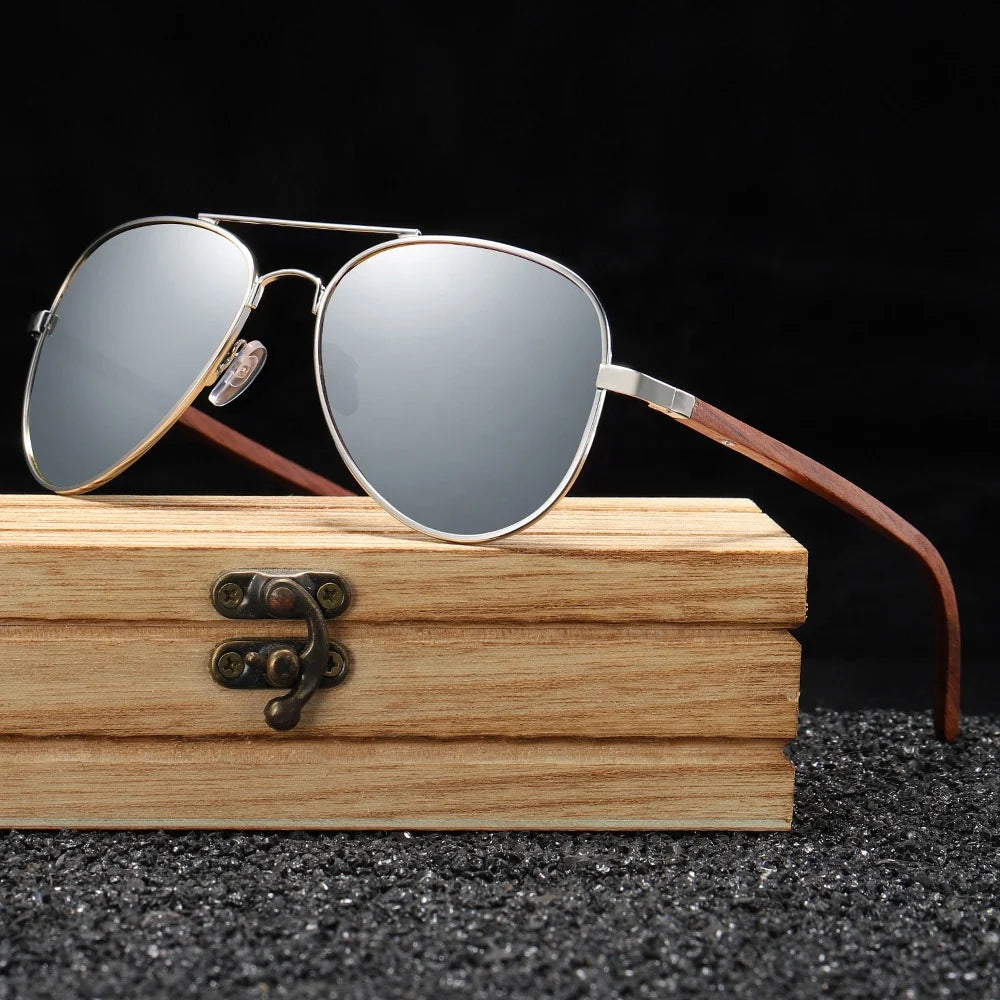 Yvan Classic Unisex Sun Driver Glasses Unique Metal Wood Sunglasses with Tac Lenses Wholesale