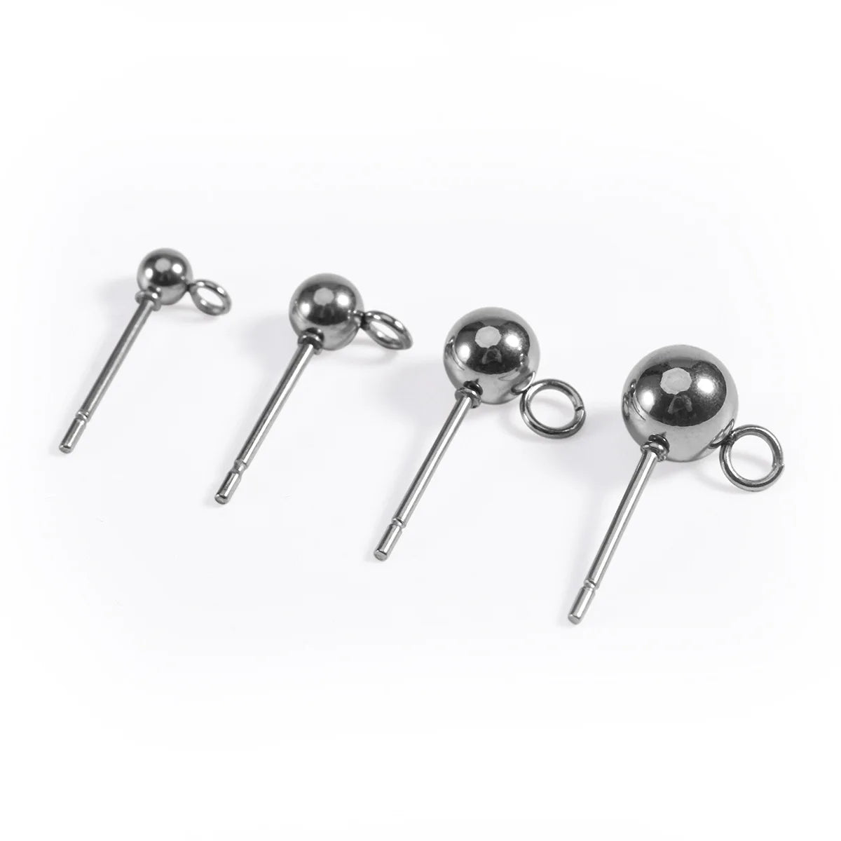 Stainless Steel Jewelry Component DIY Hang Charms Different Diameter 3-6mm Bead Shinny Ball Earring Pin With Hook