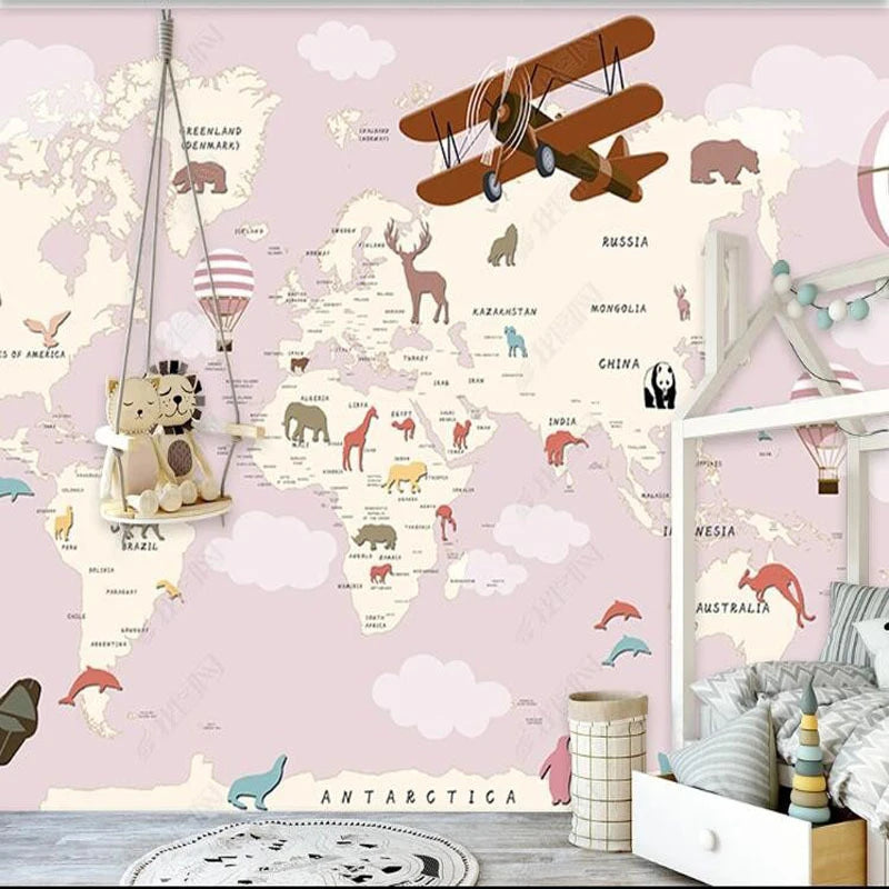 Customized Wall Papers Room Home Decoration Mural 3D World Map Wallpaper