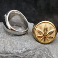 New Personality Fashion Oil Drop Maple Leaf Stainless Steel Men's Ring Ins Retro Street High-end Ring