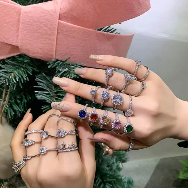 Customized Zircon Jewelry Non Fade Waterproof Bride Ring 2022 New Product Fashion Finger Wholesale Jewelry 925 Silver Ring