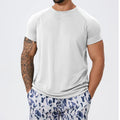 Summer Men's Sports American Muscle Training Fitness Round Neck Solid Color Short Sleeve Basketball Football Running T-shirt