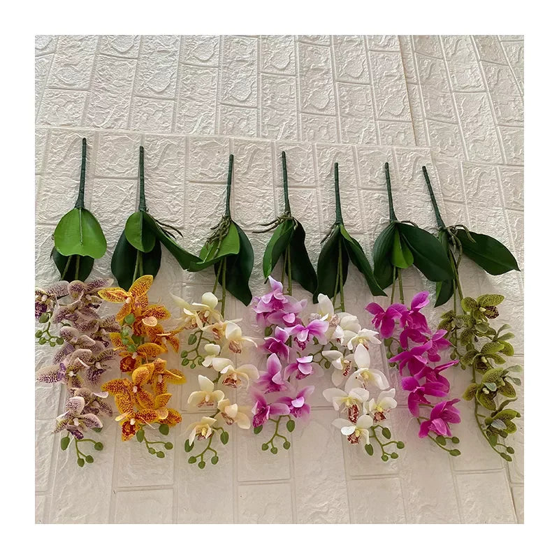 Tape Medium Double Fork With Leaves 9 East Asian Orchid  Artificial Flowers Decorative