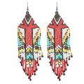 New Hot Selling Jewelry Women Fashion BOHO Bohemia Acrylic Long Seed Bead Tassel Drop Hoop Earring for Women Girl Lady