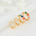 Wholesale Custom Fashion Brass 14K Gold Plated Women's Hoop Earrings with Colored Zircon DIY Jewelry Huggie Earring Accessories