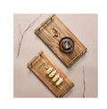 Modern Luxury Style Single Tier Lacquer Acacia Wood Food Container Kitchen Tray with Metal Handle for Tableware Living Room Use