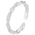 Fine Jewelry Braided Texture Twist Opening Ring Adjustable 925 Sterling Silver Ring for Girls