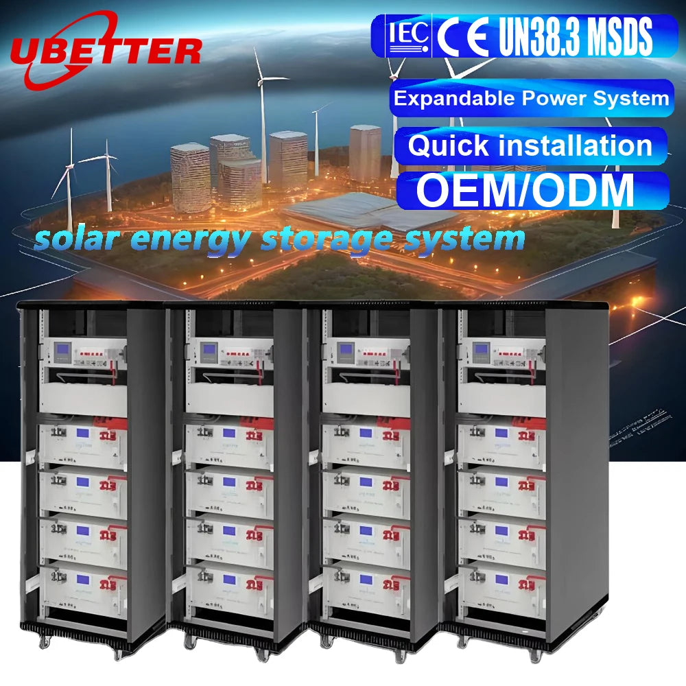 UBETTER Commercial Energy Storage LiFePO4 Battery Pack 48V/51.2V 10kW-100kW 100Ah-400Ah 6000 Cycles Built-in BMS Solar System