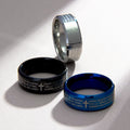 8mm Stainless Steel Spanish Style Rings for Men Women Jewelry Silver Black Color Cross Verse Waterproof Wedding Ring for Men