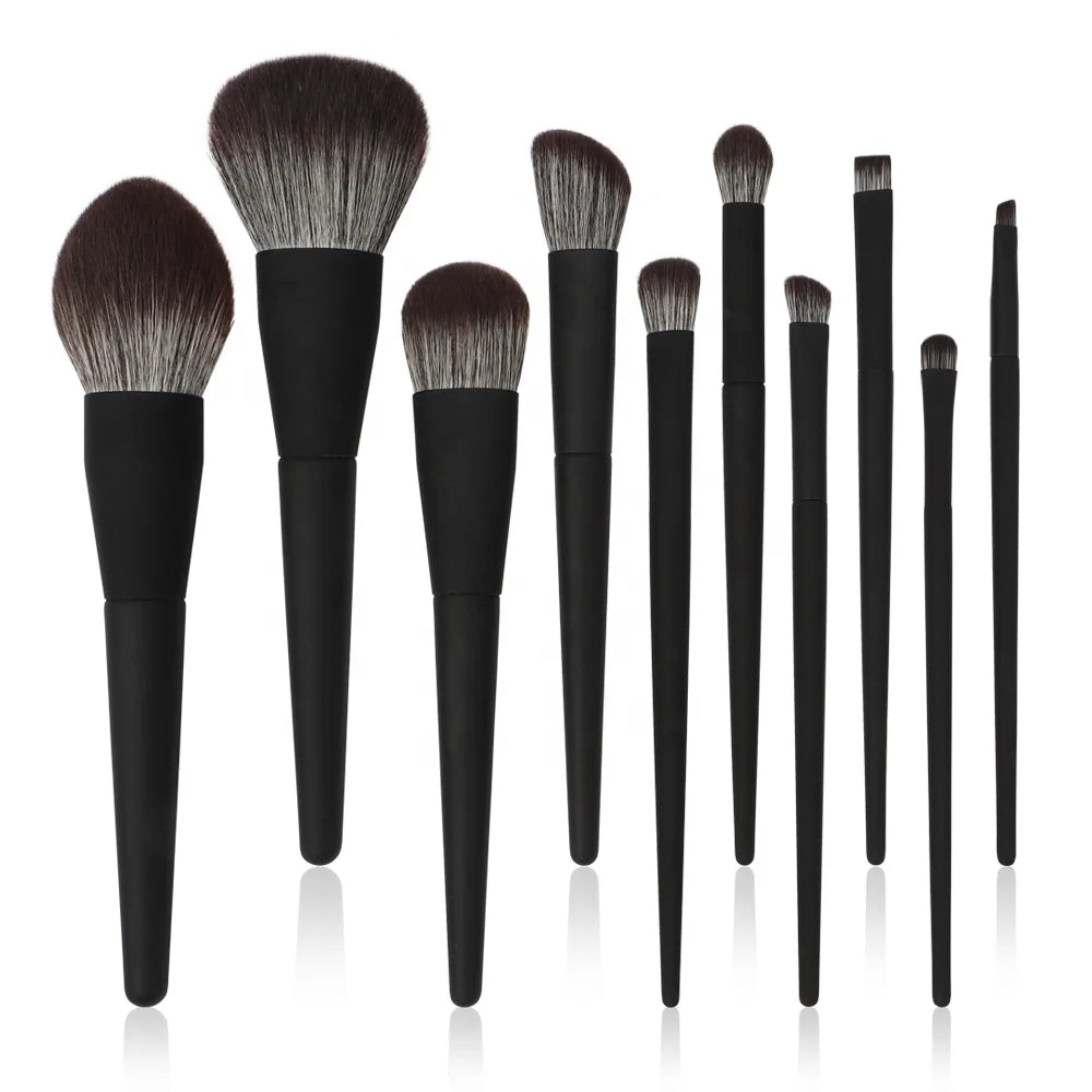 Dias Vegan Fiber Silicone Painting 10pcs Eco Friendly New Soft Vegan Designer Premium Black Luxury Professional Makeup Brush Set
