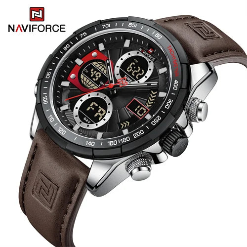 NAVIFORCE 9197 SBDBN OEM Custom Logo Luxury Quartz  Watches Men Wrist Gold Male Chronograph LCD Digital Relojes Hombre