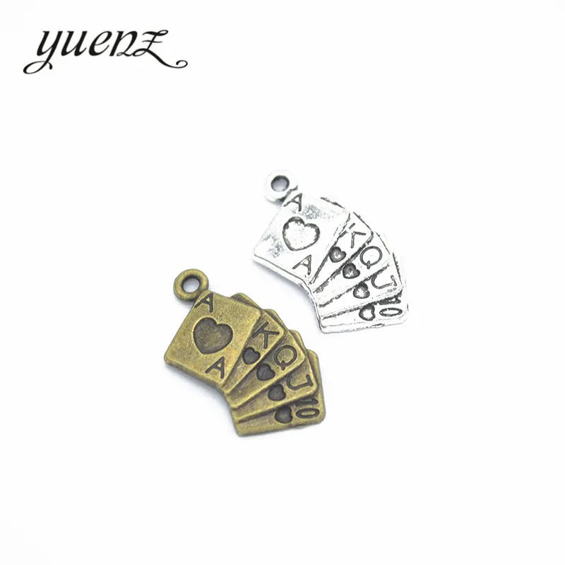 YuenZ Antique Silver Plated Zinc Alloy Necklaces Pendants Jewelry Poker Charms Diy Handmade Jewelry Findings 25*13mm J227