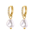 Women Small 925 Sterling Silver Huggie Hoop Earring with Cz Women with Abs Pearl Dangle Design Earrings Jewelry