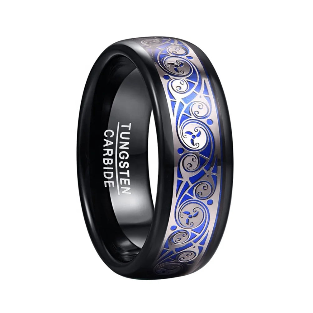 Alin Wedding Band Black Rings Tungsten Carbide 8MM Fede Nuziale in Tungsteno Uomo Outer Space Ring