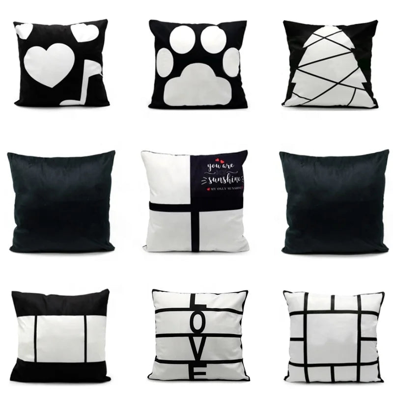 16 Inches Woven Square Short Plush Pillow Case Personalized Sublimation Panel for Home Hotel for Christmas Day Valentine's Day