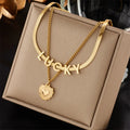 Nabest Stainless Steel Heart Pendant Necklace Women Jewelry Gold Plated Lucky Charm Layers Snake Chain Choker