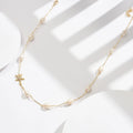 RINNTIN BQN06 Natural Freshwater Pearl 925 Sterling Silver Starfish Zircon Choker Necklace for Women
