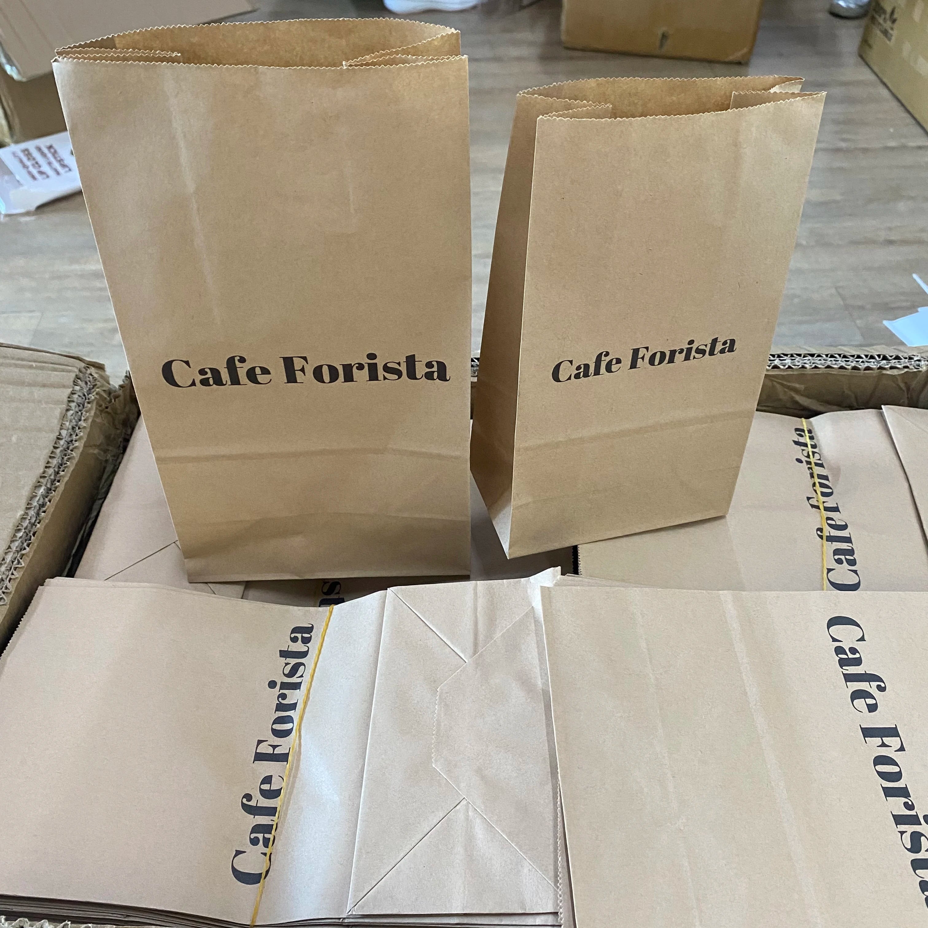 Custom Eco Friendly Biodegradable Brown Fast Food to Go Delivery Paperbag Restaurant Takeout Packaging Take Away Kraft Paper Bag