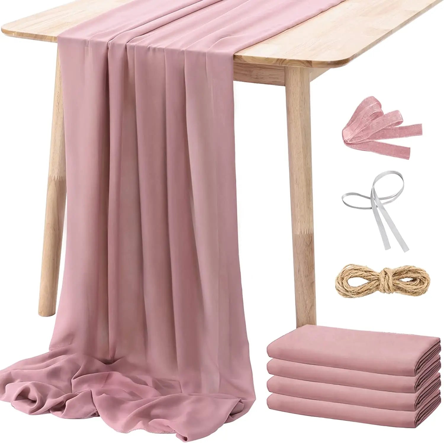 Custom Modern Woven Solid Durable Polyester Chiffon Table Runners for Wedding and Christmas