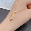 Simple Gold Leaf Pendant Necklace Fashion Jewelry Opal Leaf Necklace for Girl Women Gift