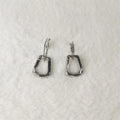 Wholesale Akzia Children's Big Square Shape Clip Brass Jewelry Zircon Stone Platinum Plated Chunky Silver Hoop Dangle Earrings