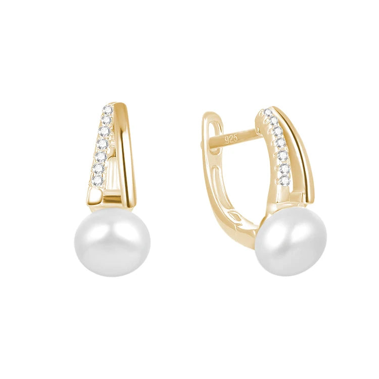 POLIVA 925 Sterling Silver Gold Plated Freshwater Pearl Earrings Wholesale Jewelry