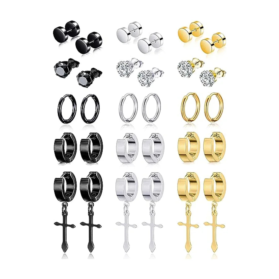 Bulk Wholesale Stainless Steel Hoop Earring Men Cross Dangle Hinged Earrings Hoop Huggie Earrings Women Men Ear Piercing Jewelry
