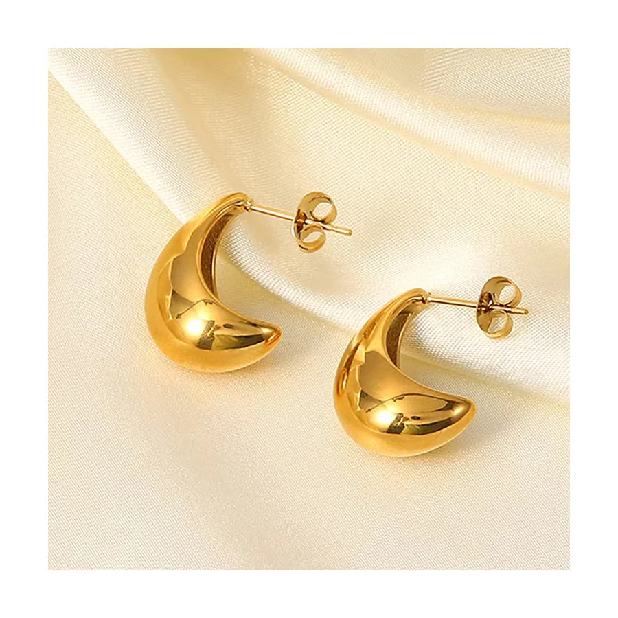 Minimalist 18k Gold Plated Hollow Out Stud Earrings Hypoallergenic Stainless Steel CC Earrings Jewelry Women