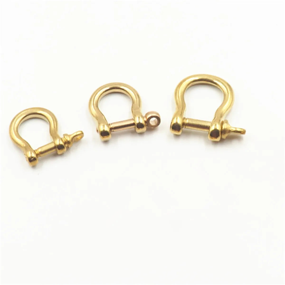 Solid Brass D Bow Horseshoe Shackle Screw Pin Joint Connect Key Chain Hook Leather Craft Bag Strap Accessories 3 Sizes