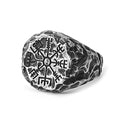 Norse Jewelry Stainless Steel Mens Jewelry Ring Hammered Ring Viking Vegvisir Ring