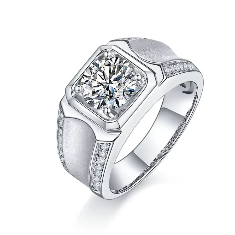 Wholesale Price VVS Moissanite Hip Hop Brilliant Cut Ring 925 Silver Inlaid Diamond Men Women Engagement Gift Moissanite Ring