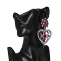 Full Crystal Big Heart Drop Earrings for Women's Boho Wedding Party Gift Jewelry Wholesale Girl's Bohemia Dangle Earrings