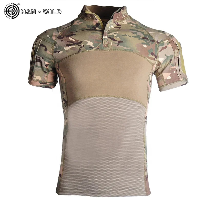 HAN WILD T-Shirt Men Short Sleeve Camouflage Tactical Shirt Camo Short Sleeve T Shirt