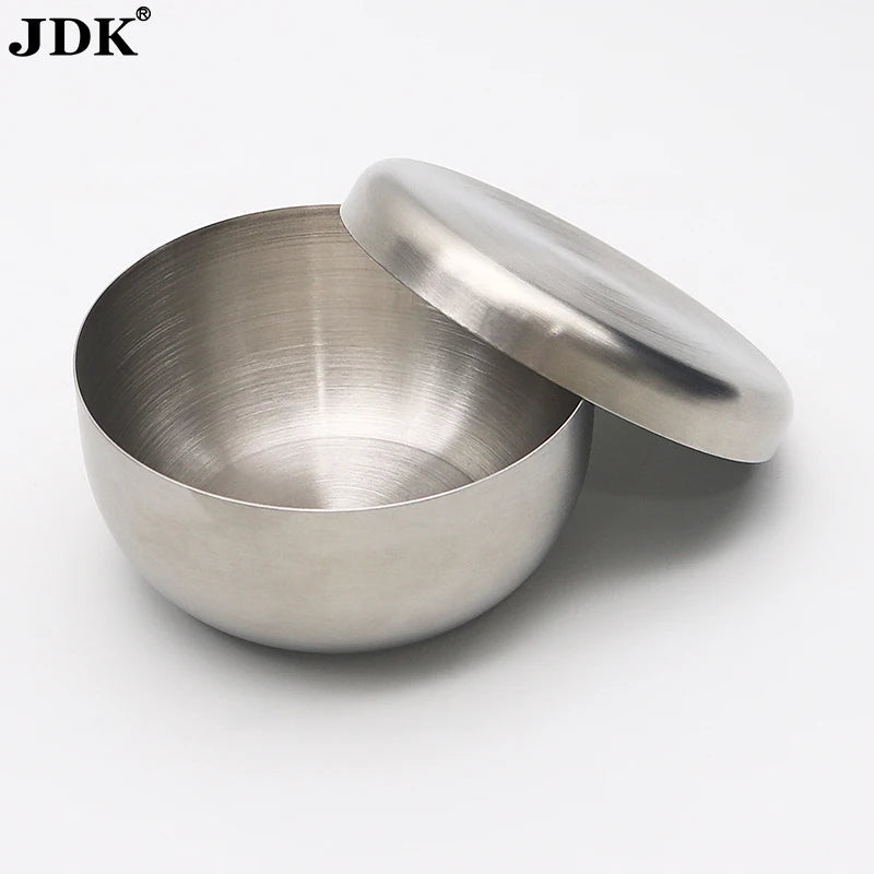 Single Layer Shaving Bowl Stainless Steel Silver Color Cream Shaving Lather Bowl with Cover Lid