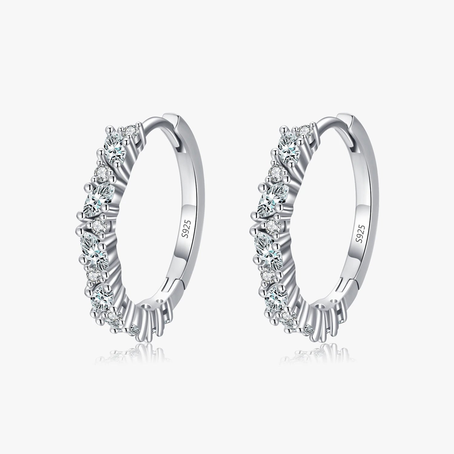 925 Sterling Silver Trendy Luxury Sparkling Marquise Cut Clear Zircon Wedding Hoop Earrings Rhodium/Gold CMA Certified Elegant