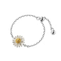 Wholesale Women 925 Sterling Silver Korean Style Sweet Fresh Daisy Adjustable Chain Hand Ring