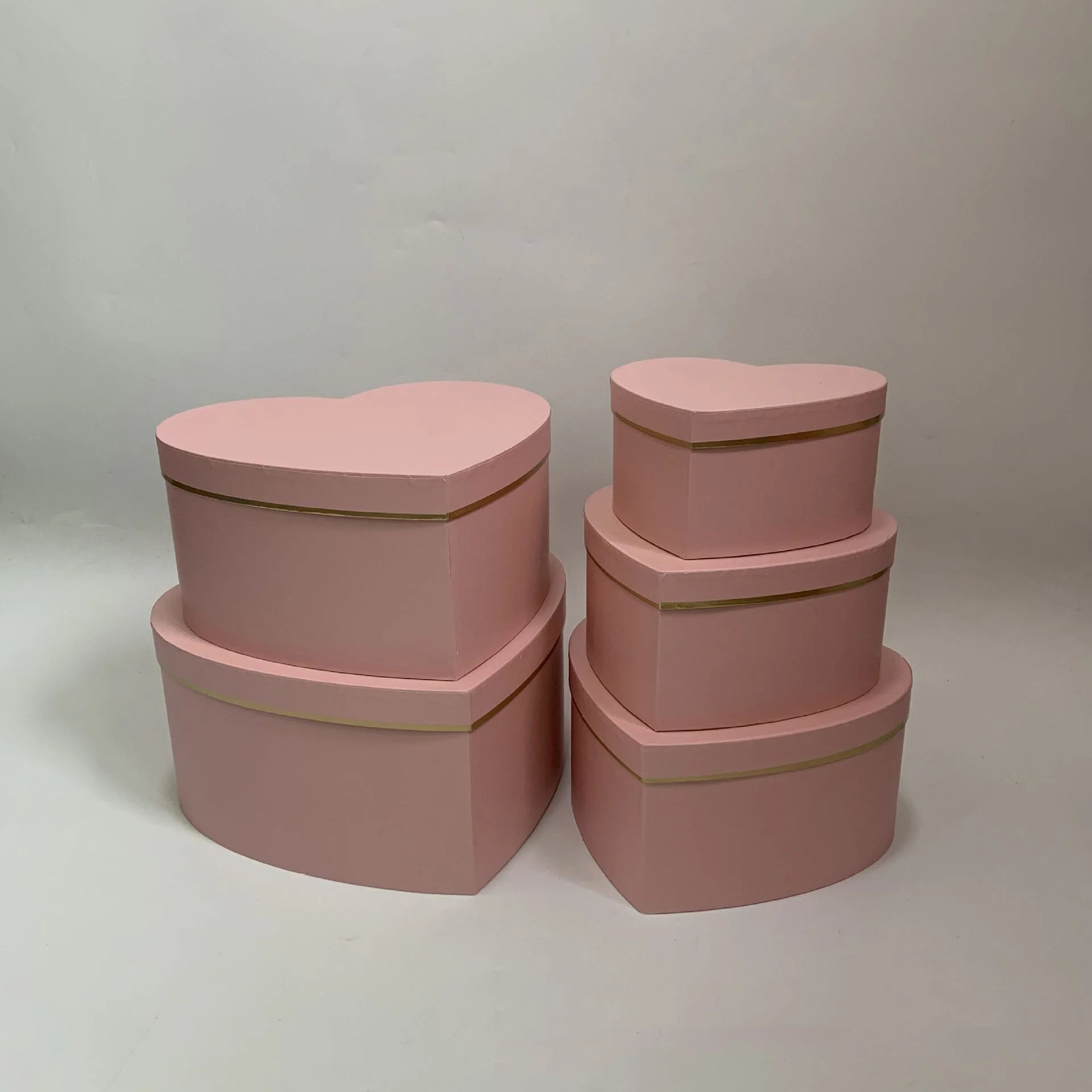 Hot Sale Custom LOGO 5-piece Heart Flower Boxes for Bouquets Rose Gift Floral Packaging Mother's Day Box