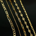 BCL1213 Shiny 18k Gold Plated Brass Pig Nose Coffee Bean Chain Faceted Curb Flat Chains Figaro Chain Jewelry Findings