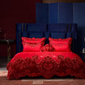 Romantic Heart Shape Red Embroidery Duvet Cover 100%cotton Bride Pillow Cover Bedding Sets Wedding 4 Piece Bedding Set Supplier