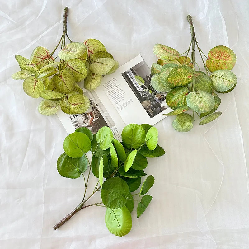 Tianjin Manufacturer's 48cm Silk Screen Tape Green Artificial Money Pocket Leaves Real Touch Artificial Plant for Decorations