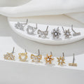 Fashion Brass Zircon Flower Nose Studs & Ear Piercing Nose Ring Body Jewelry 18K Gold Plated for Women Girls Wedding