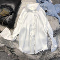 New Spring Autumn Women Fashion Long Sleeves Satin Blouse Vintage Femme Oversized Street Shirts Elegant Blouse