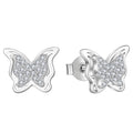 YILUN Sparkling Rhodium Plating CZ Stone Butterfly Design 925 Sterling Silver Stud Earrings
