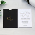 Popular White and Black Wedding Invitation Card Pocket Envelope With Laser Acrylic Initials Carte De Mariage